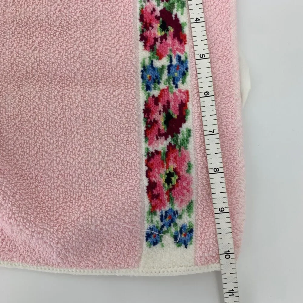 Vintage Hand Towels LOT of 2 Pink and Blue with Floral Cottagecore